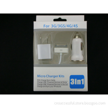 3 in 1 Charger Kit for iPhone4 4s in High Quality (BD-CC-013)